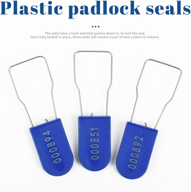 Rasunkae 500pcs Security Metal Wire Padlocks, Plastic Security Seals Disposable Anti-Tamper Tag Locks with Numbered Anti Tamper Tag Hasps (Blue, 500pcs) - Image 3